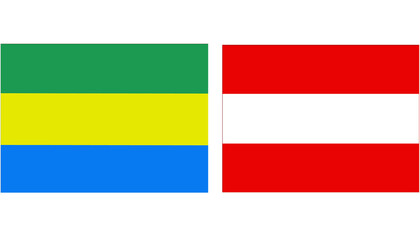 Gabon Official flag with Austria national flag, both countries flags in Horizontal shape and isolated on white background
Rectangular colorful design Flag with together.