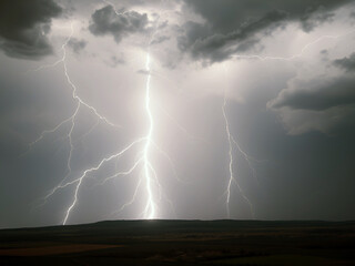 dramatic sky wallpaper, high voltage storm art, moody storm stock photo, lightning background, dramatic lightning over field, thunderstorm lightning photography, rural landscape storm lightning