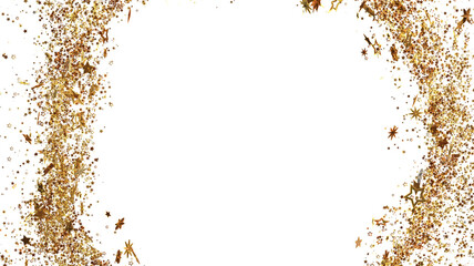 Sparkling gold stars and glitter border. Perfect for holidays, celebrations, and festive designs.