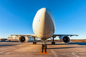 Midnight Freight: Cargo Jet Poised for Departure on Rain-Soaked Runway