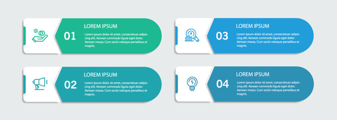 Business infographic design template with 4 options, steps or processes. Can be used for workflow layout, diagram, annual report, web design	
