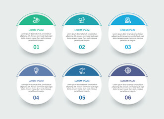 Infographic design business template with 6 options, steps. Can be used for workflow layout, diagram, annual report, web design