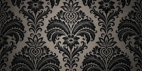 Seamless vintage damask floral pattern wallpaper with ornamental texture and baroque swirls