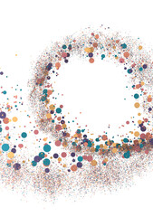 Multicolor confetti abstract background with a lot of falling pieces, isolated on a white background. Festive decorative tinsel element for design