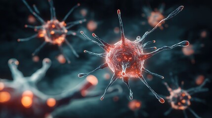 Virus and bacteria research in a medical lab, exploring scientific breakthroughs in microbiology.