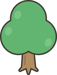 Cute Round Tree Vector – Flat Green Cartoon Tree Illustration for Nature, Education, and Eco Content