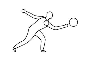 Line drawing of a person throwing a ball simple minimalist design