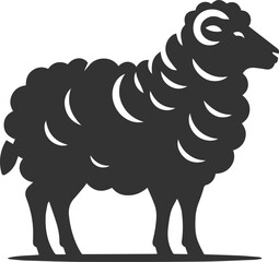 Black drawing silhouette of a sheep vector illustration