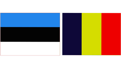 Estonia Official flag with Romania national flag, both countries flags in Horizontal shape and isolated on white background
Rectangular colorful design Flag with together.