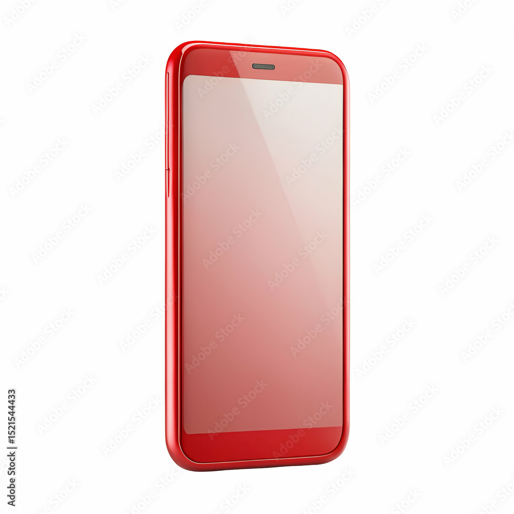 Poster modern red smartphone presentation with glossy design and minimalist display mockup