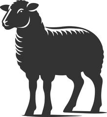 Black drawing silhouette of a sheep vector illustration