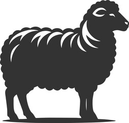 Black drawing silhouette of a sheep vector illustration