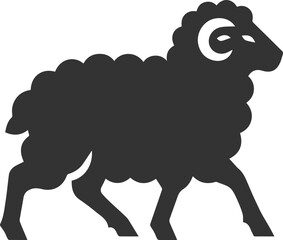 Black drawing silhouette of a sheep vector illustration
