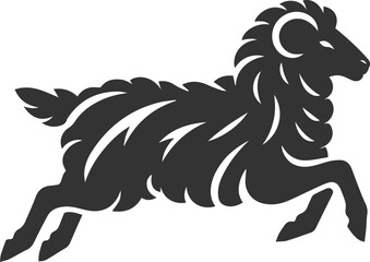 Black drawing silhouette of a sheep vector illustration