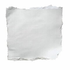 Torn grid paper piece isolated on white background perfect for texture and backgrounds