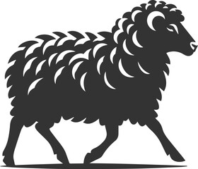 Black drawing silhouette of a sheep vector illustration