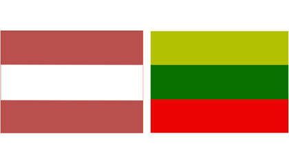 Latvia Official flag with Lithuania national flag, both countries flags in Horizontal shape and isolated on white background
Rectangular colorful design Flag with together.