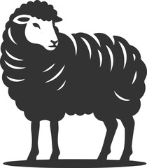 Black drawing silhouette of a sheep vector illustration