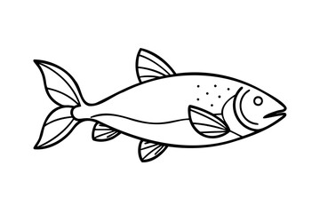 Line drawing of a fish, aquatic animal illustration