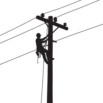 Lineman Climbing Utility Pole vector illustration