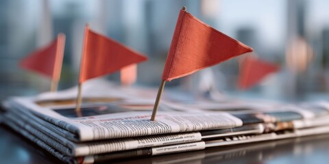 Red Flags on Newspapers Highlighting Financial Fraud and Security Risks