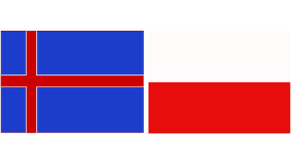 Iceland Official flag with Poland national flag, both countries flags in Horizontal shape and isolated on white background
Rectangular colorful design Flag with together.