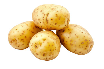 Fresh Harvest: A close-up shot showcases four freshly harvested potatoes, each bearing a unique speckled pattern. Their natural texture invites a culinary journey.