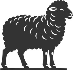 Black drawing silhouette of a sheep vector illustration