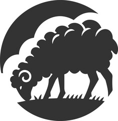 Black drawing silhouette of a sheep vector illustration