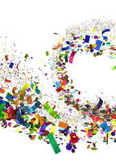 Festive image of colorful confetti exploding, ideal for party invitations or celebratory designs.