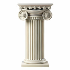 Architectural illustration of a detailed classical ionic column isolated on white background