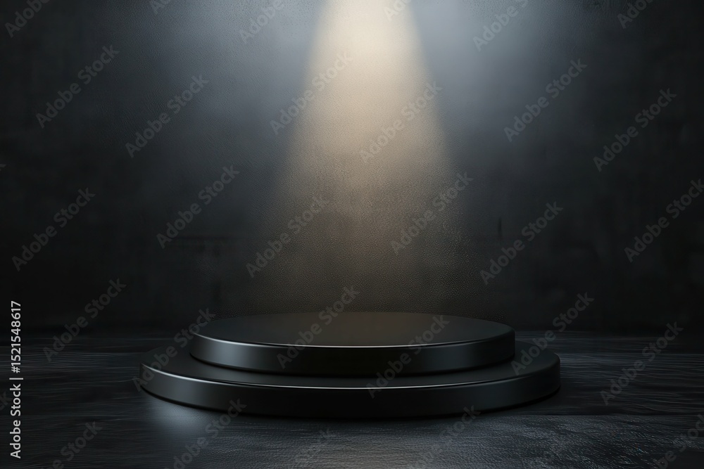 Poster vibrant color picture of empty podium blank product shelf standing backdrop. 3d rendering. high deta