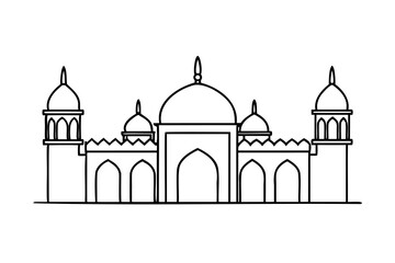 Elegant line drawing of a majestic mosque architectural design