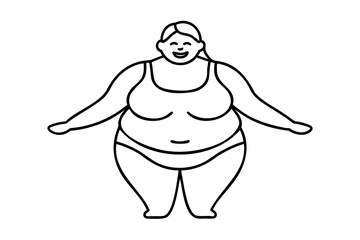 Happy plus size woman line drawing in swimwear