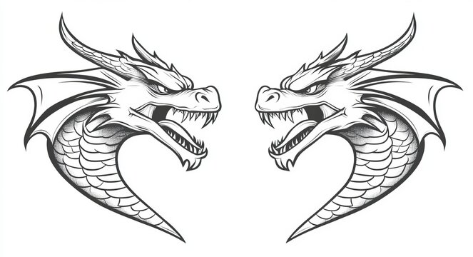 A tribal dragon is depicted in various styles including tattoo, mascot logo, icon, and modern illustration, all created with Generative Ai