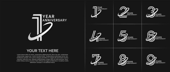 Anniversary logo type set with double line number. white color with swoosh can be use special moment