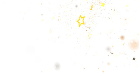 Sparkling gold confetti and stars on white. Perfect for festive designs.