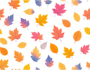 Watercolor Autumn Leaves Pattern Maple Birch and Oak in Vibrant Hues