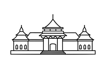 Line drawing of a traditional sri lankan temple architecture