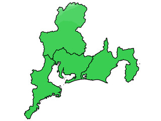 Fototapeta premium 少しゆるい東海地図 県境入り 東日本