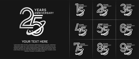Anniversary logo type set with double line number. white color with swoosh can be use special moment