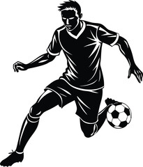 Silhouette of Soccer Player Kicking Ball – Vector Sports Illustration for Athletic Design