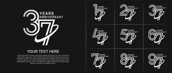 Anniversary logo type set with double line number. white color with swoosh can be use special moment