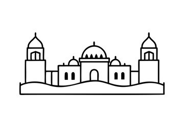 Simple line drawing of a grand mosque islamic architecture