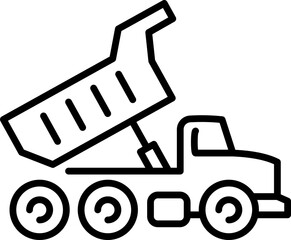 Dump truck unloading icon - Editable Stroke SVG, fully scalable.