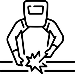 Welding worker icon - Editable Stroke SVG, fully scalable.