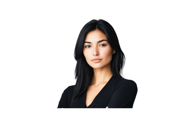Confidence in the Gaze: A portrait of a poised, professional woman exudes confidence with her determined gaze and composed demeanor. She stands ready to take on the world.