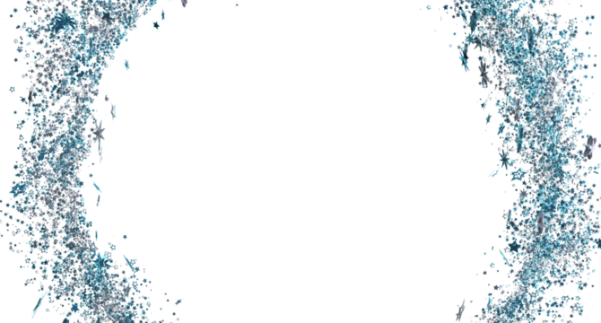 Sparkling blue and silver glitter stars border. Perfect for holiday, celebration, or magical designs.