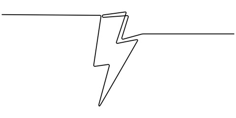 Lightning electric power in continuous one line art drawing, Continuous line electric icon. line art thunderbolt symbol, single line electric vector. electric energy icon drawn one line vector.