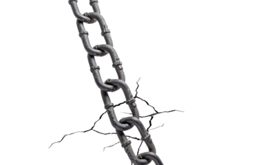 Cracked Chains Transforming Into a Ladder Leading to Success and Freedom Isolated on Transparent Background